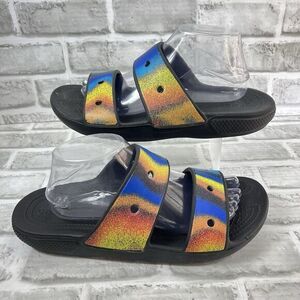 Crocs Unisex Classic Rainbow Pride Two Strap Slide Sandals Men 9 /Women 11